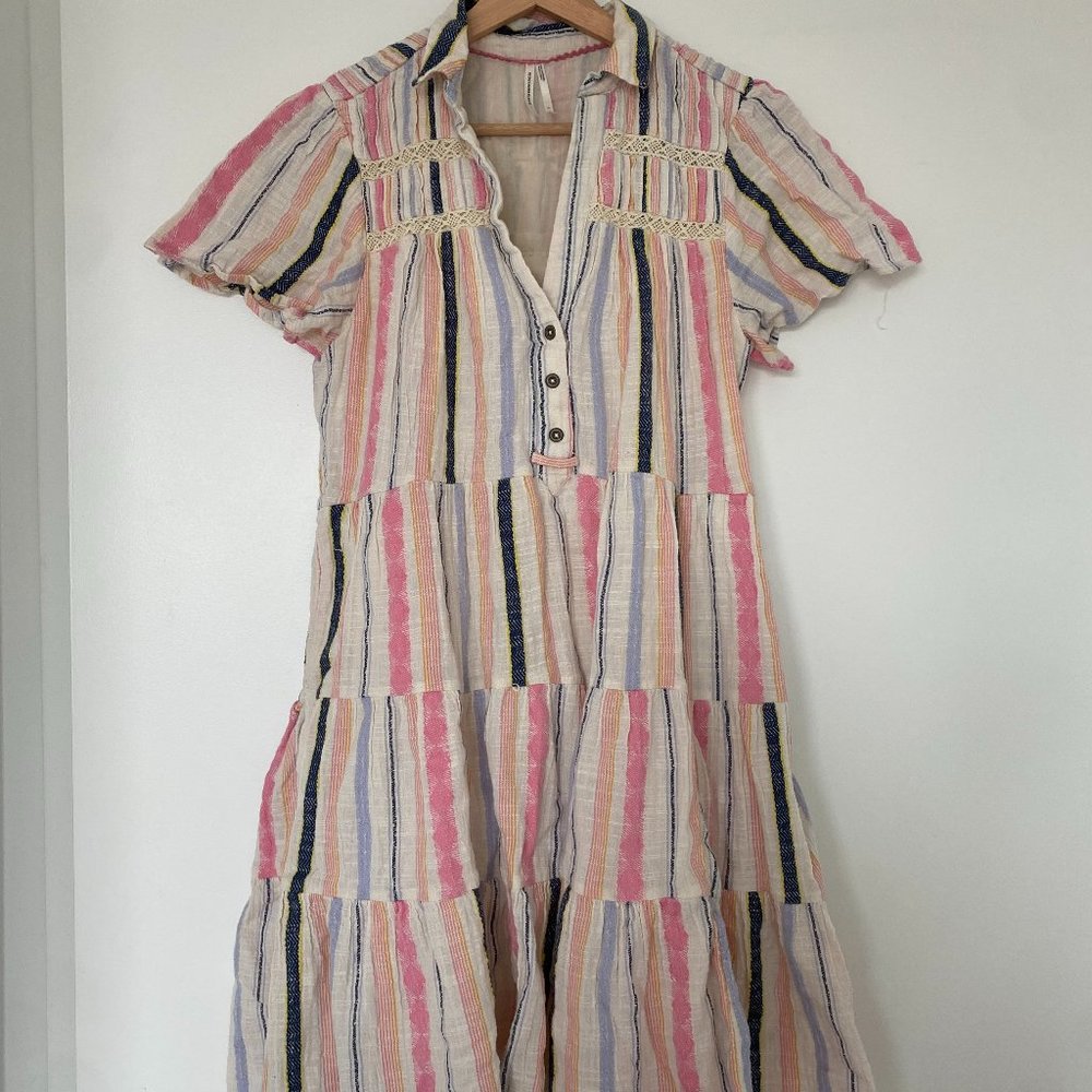 Anthropologie Embroidered short sleeve mini dress